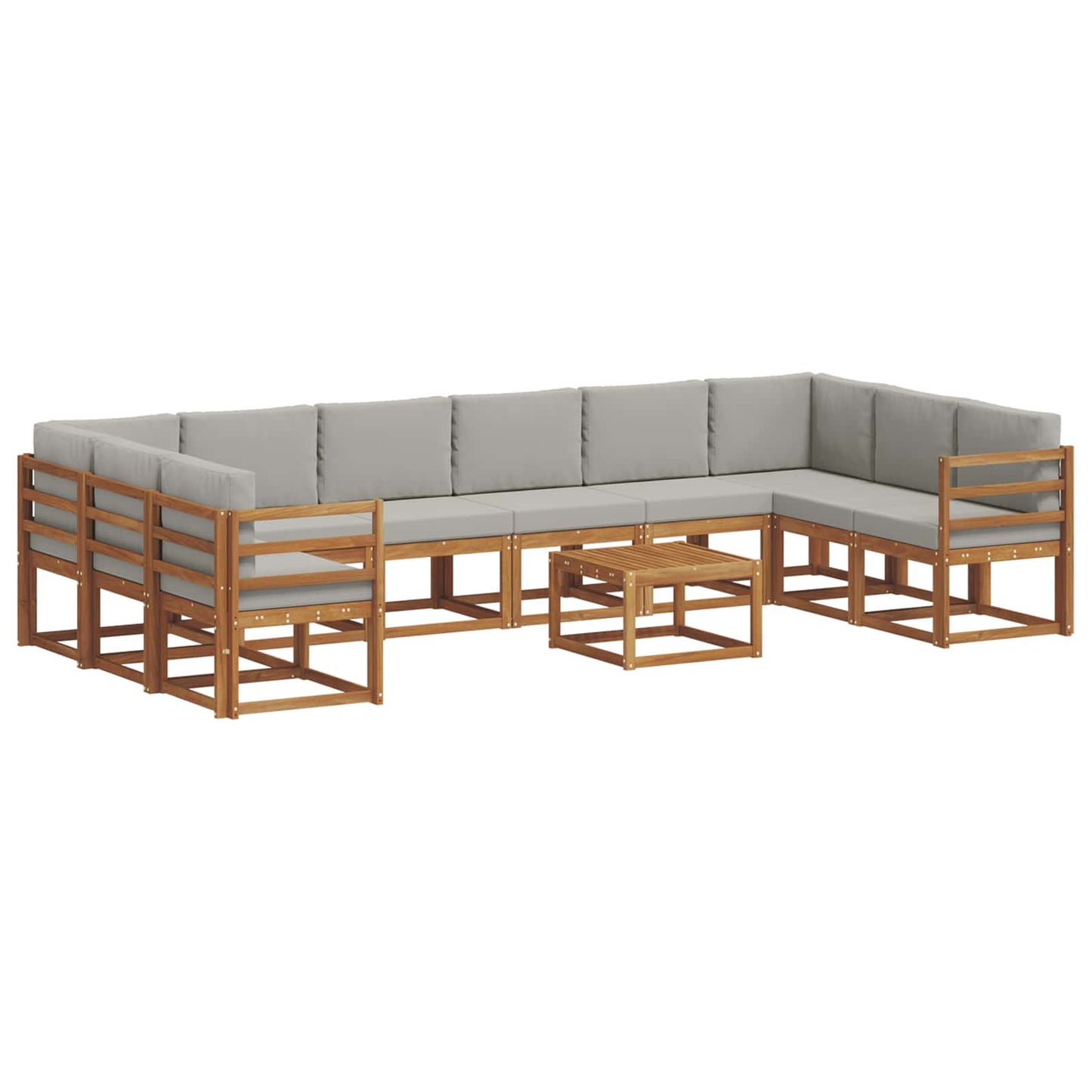 Set di divani da esterno 11 pcs Grigio Naturale e Chiaro | homemem39