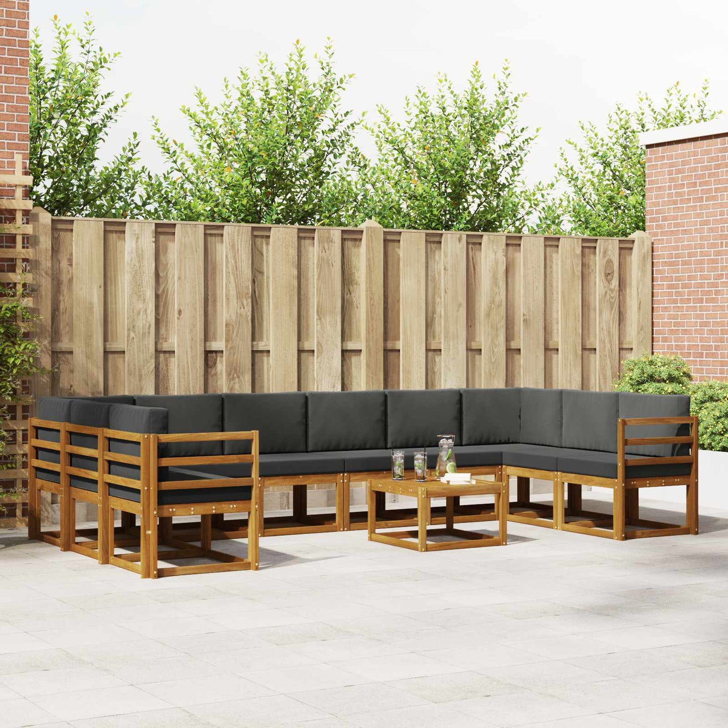 Set di divani da esterno 11 pcs Naturale e Antracite | homemem39