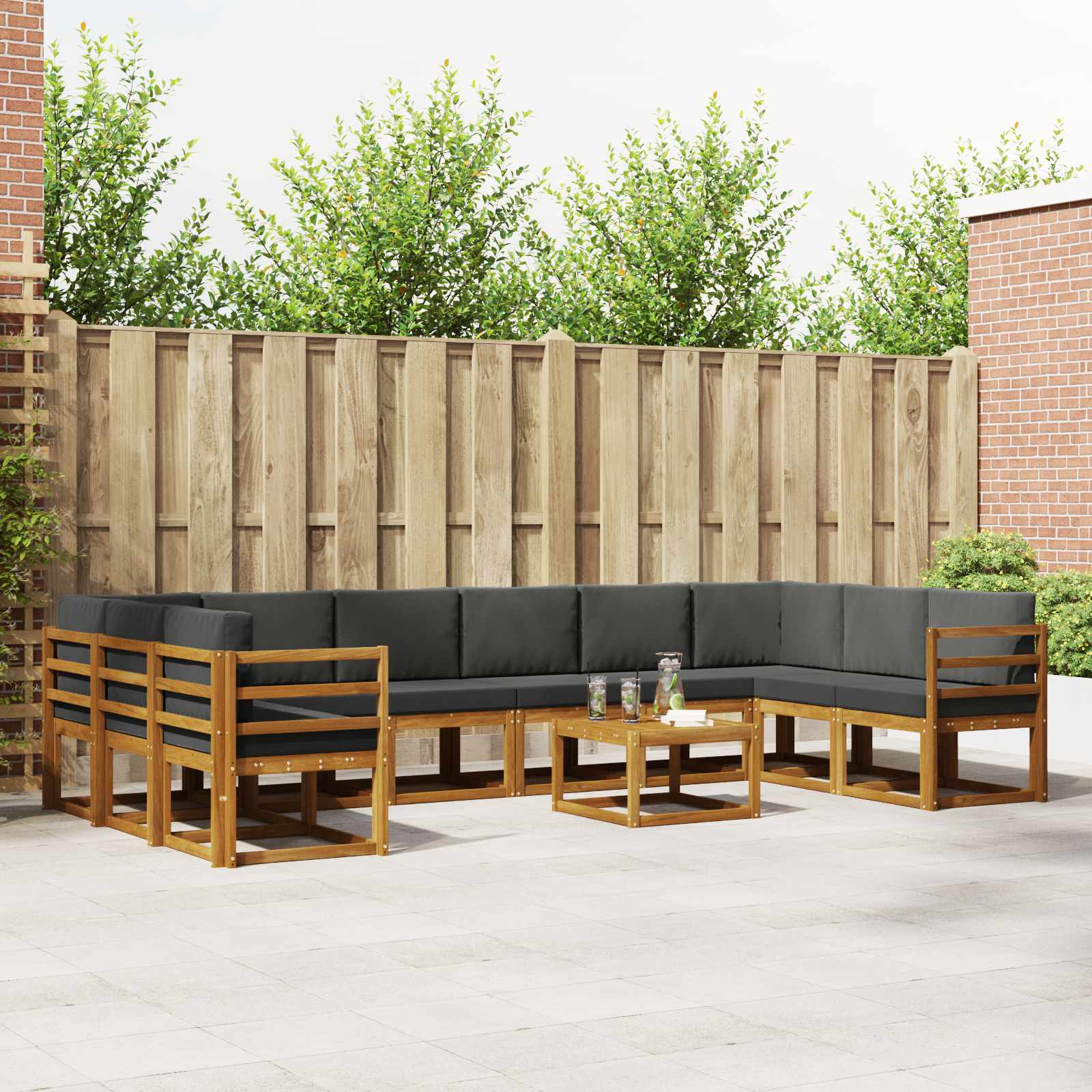 Set di divani da esterno 11 pcs Naturale e Antracite | homemem39