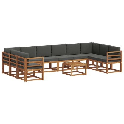 Set di divani da esterno 11 pcs Naturale e Antracite | homemem39