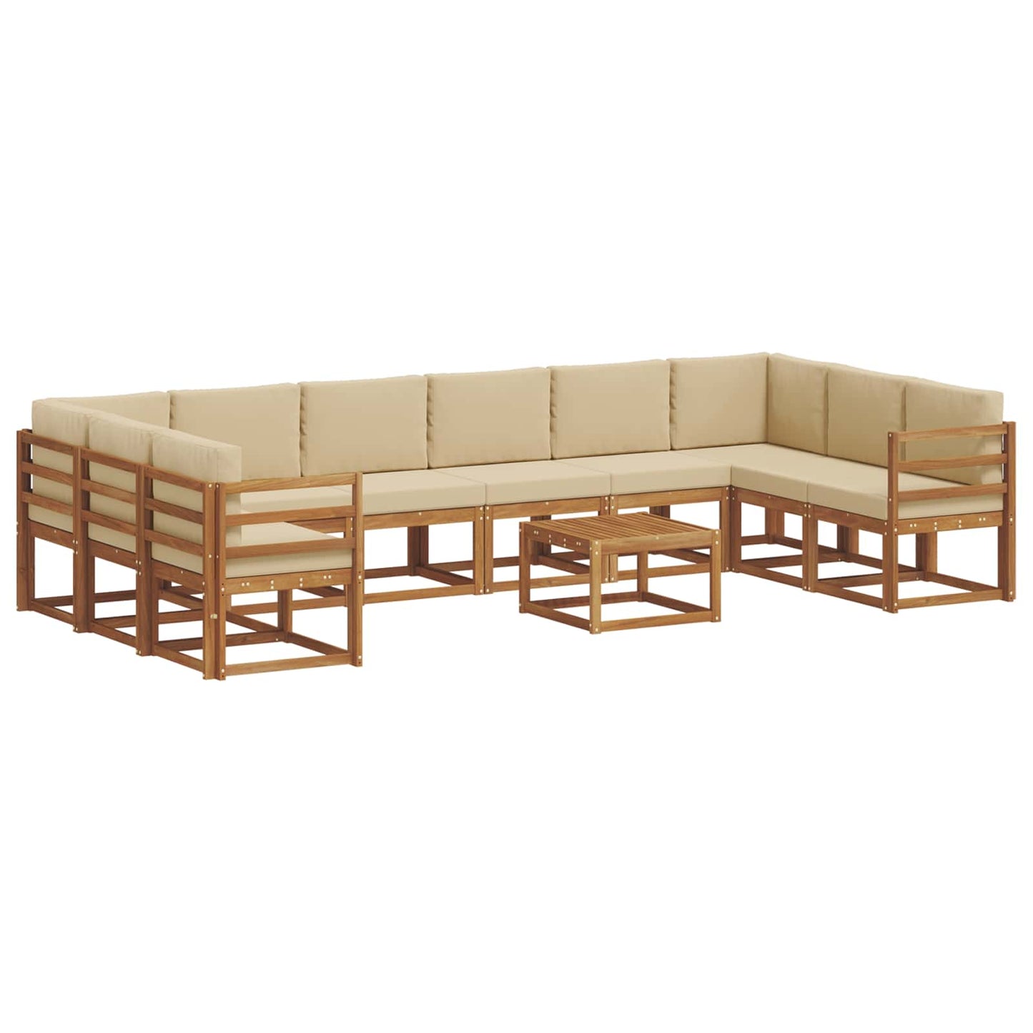 Set di divani da esterno con cuscino 11 pcs Naturale e Beige | homemem39