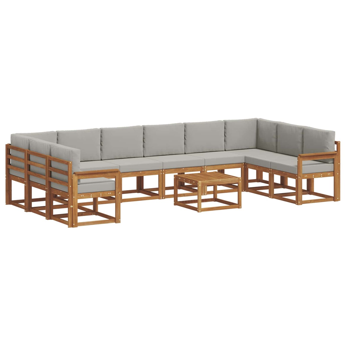 Set di divani da esterno 11 pcs Grigio Naturale e Chiaro | homemem39
