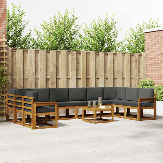Set di divani da esterno 11 pcs Naturale e Antracite | homemem39