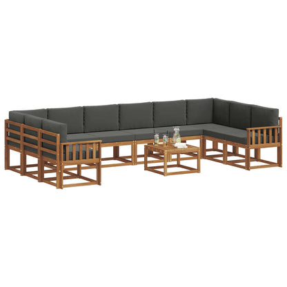 Set di divani da esterno 11 pcs Naturale e Antracite | homemem39