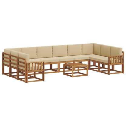 Set di divani da esterno con cuscino 11 pcs Naturale e Beige | homemem39