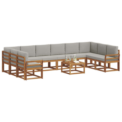 Set di divani da esterno 11 pcs Grigio Naturale e Chiaro