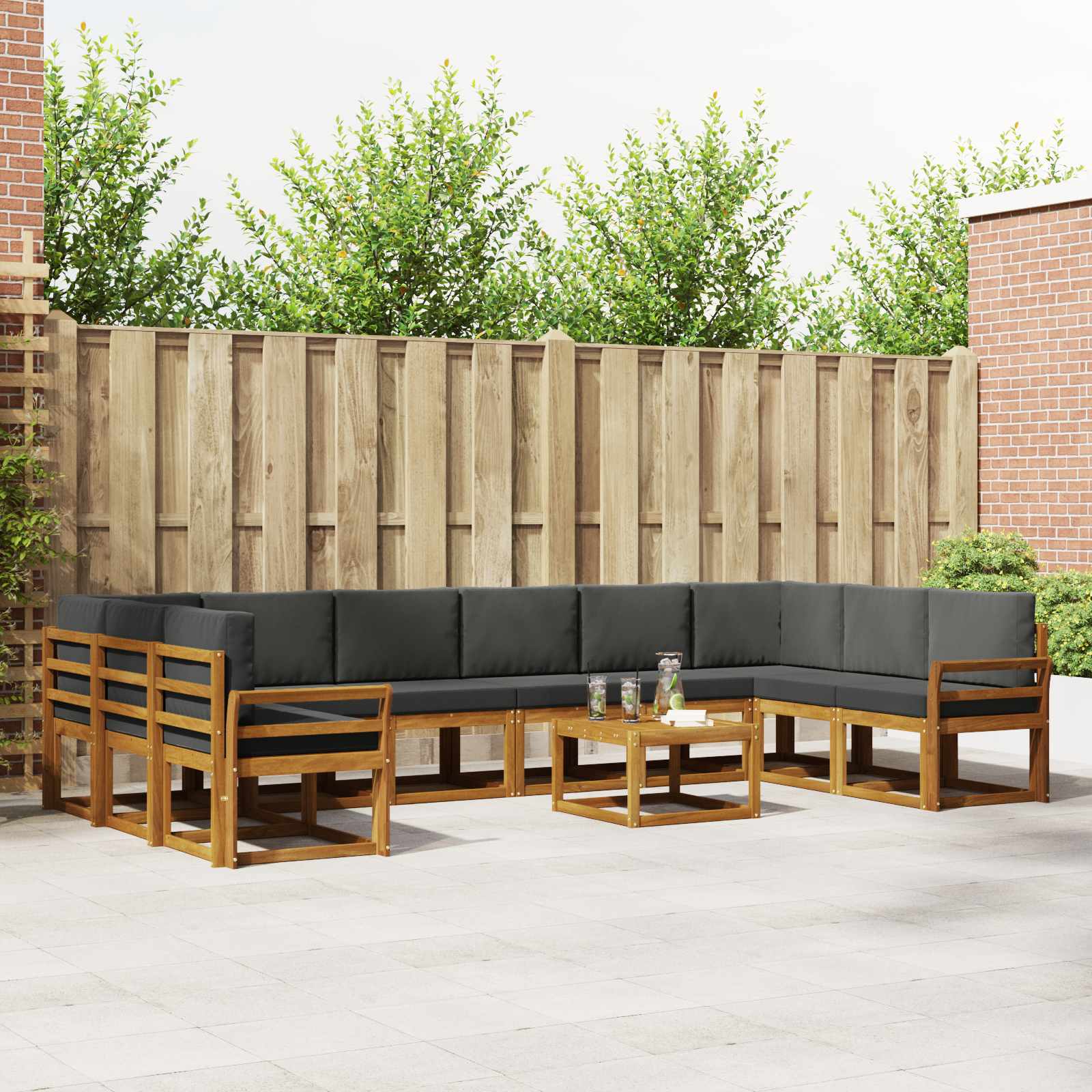 Set di divani da esterno 11 pcs Naturale e Antracite | homemem39
