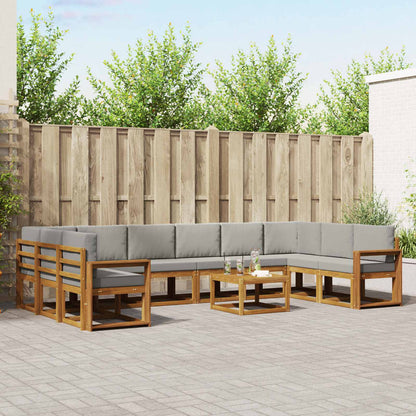 Set di divani da esterno 11 pcs Grigio Naturale e Chiaro