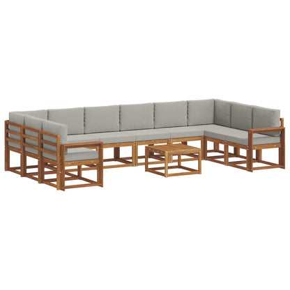 Set di divani da esterno 11 pcs Grigio Naturale e Chiaro | homemem39