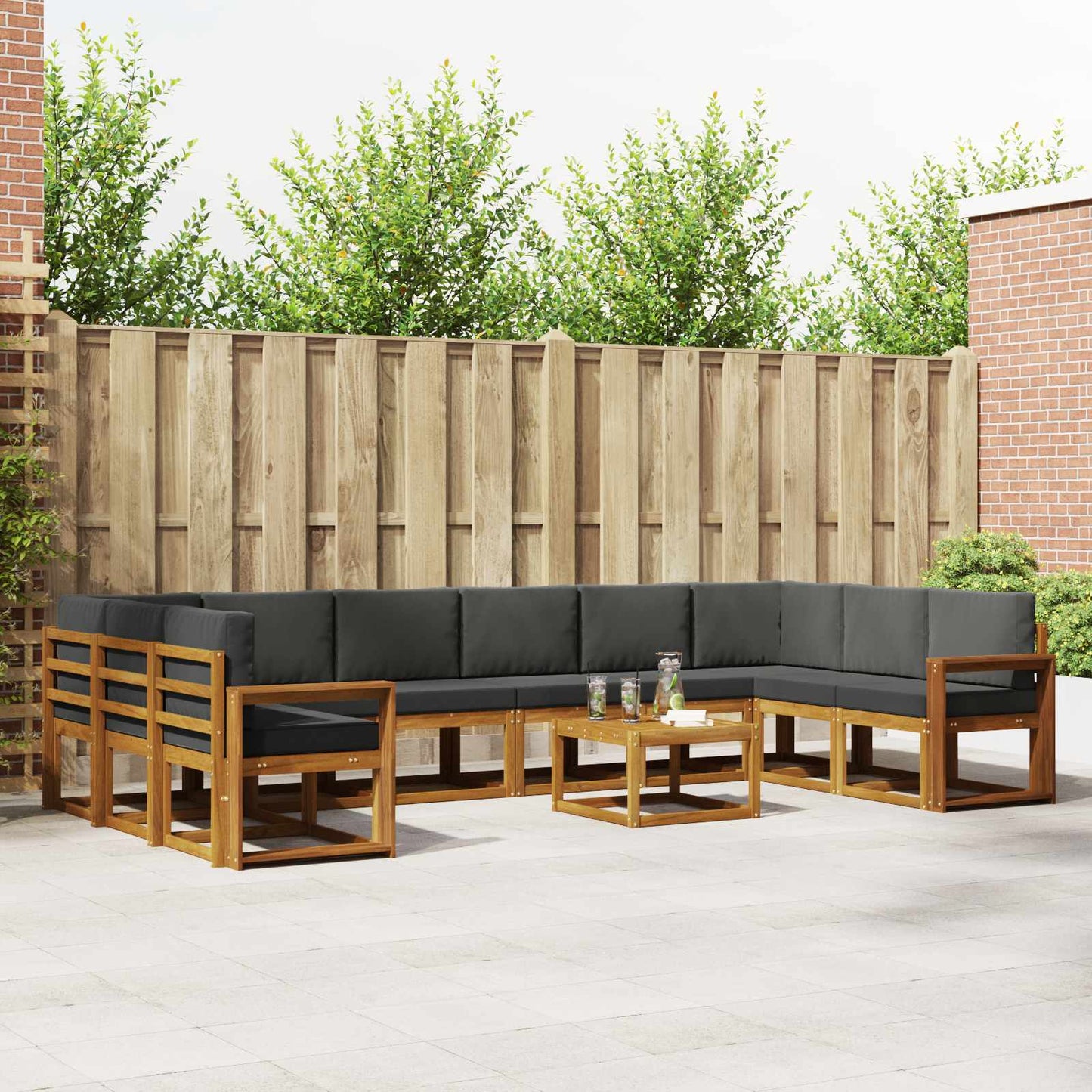 Set di divani da esterno 11 pcs Naturale e Antracite