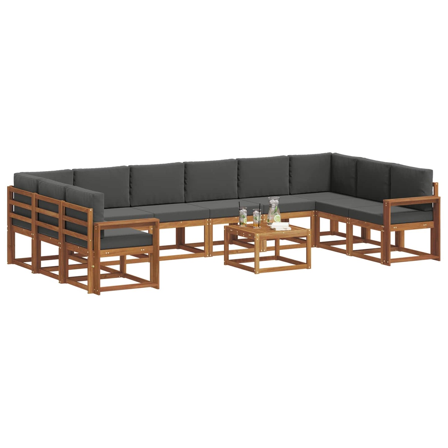 Set di divani da esterno 11 pcs Naturale e Antracite