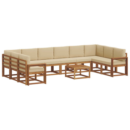 Set di divani da esterno con cuscino 11 pcs Naturale e Beige | homemem39