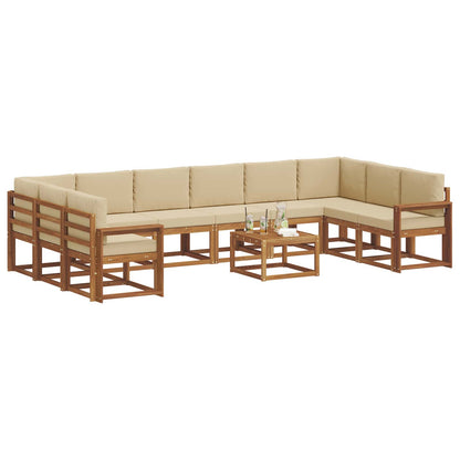 Set di divani da esterno con cuscino 11 pcs Naturale e Beige