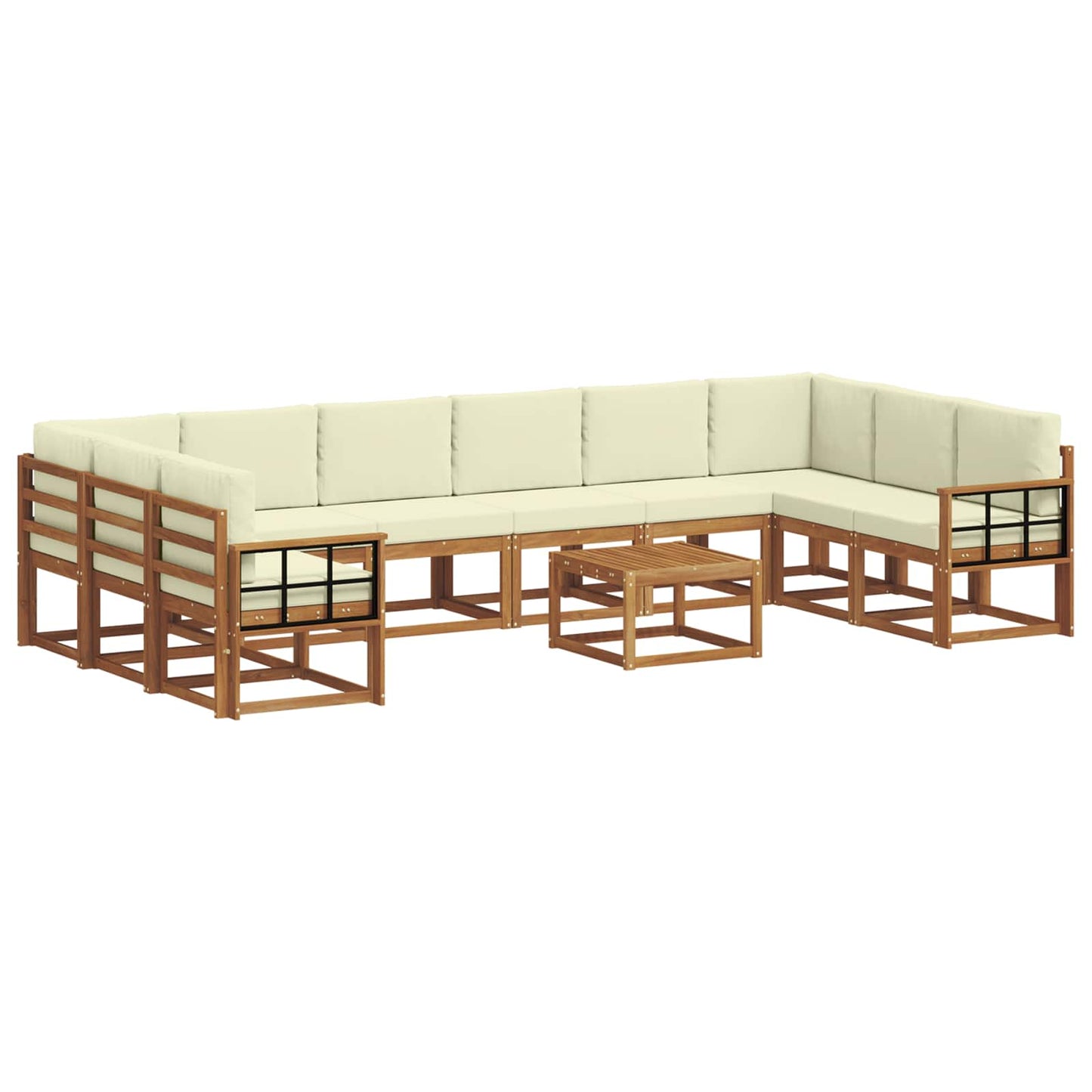 Set di divani da esterno con cuscino 11 pcs Naturale e Crema