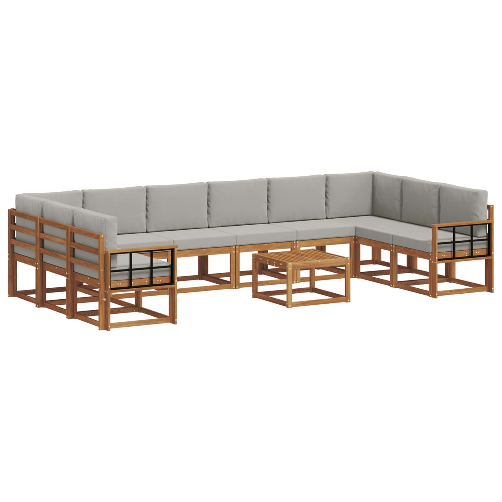 Set di divani da esterno 11 pcs Grigio Naturale e Chiaro | homemem39