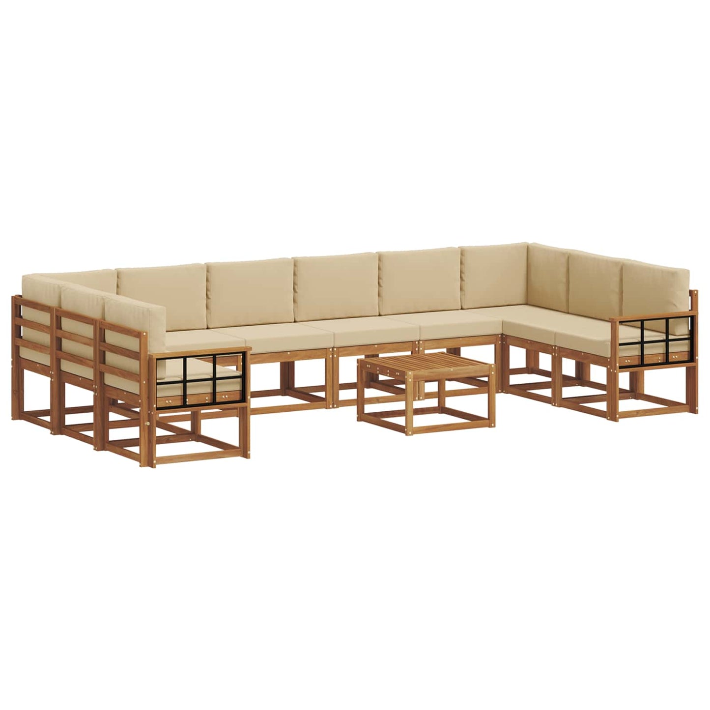 Set di divani da esterno con cuscino 11 pcs Naturale e Beige