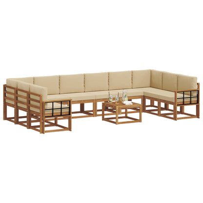 Set di divani da esterno con cuscino 11 pcs Naturale e Beige | homemem39