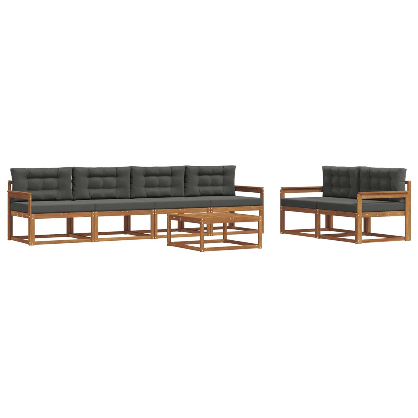 Set di divani da esterno con cuscino 7 pcs Naturale e Antracite | homemem39
