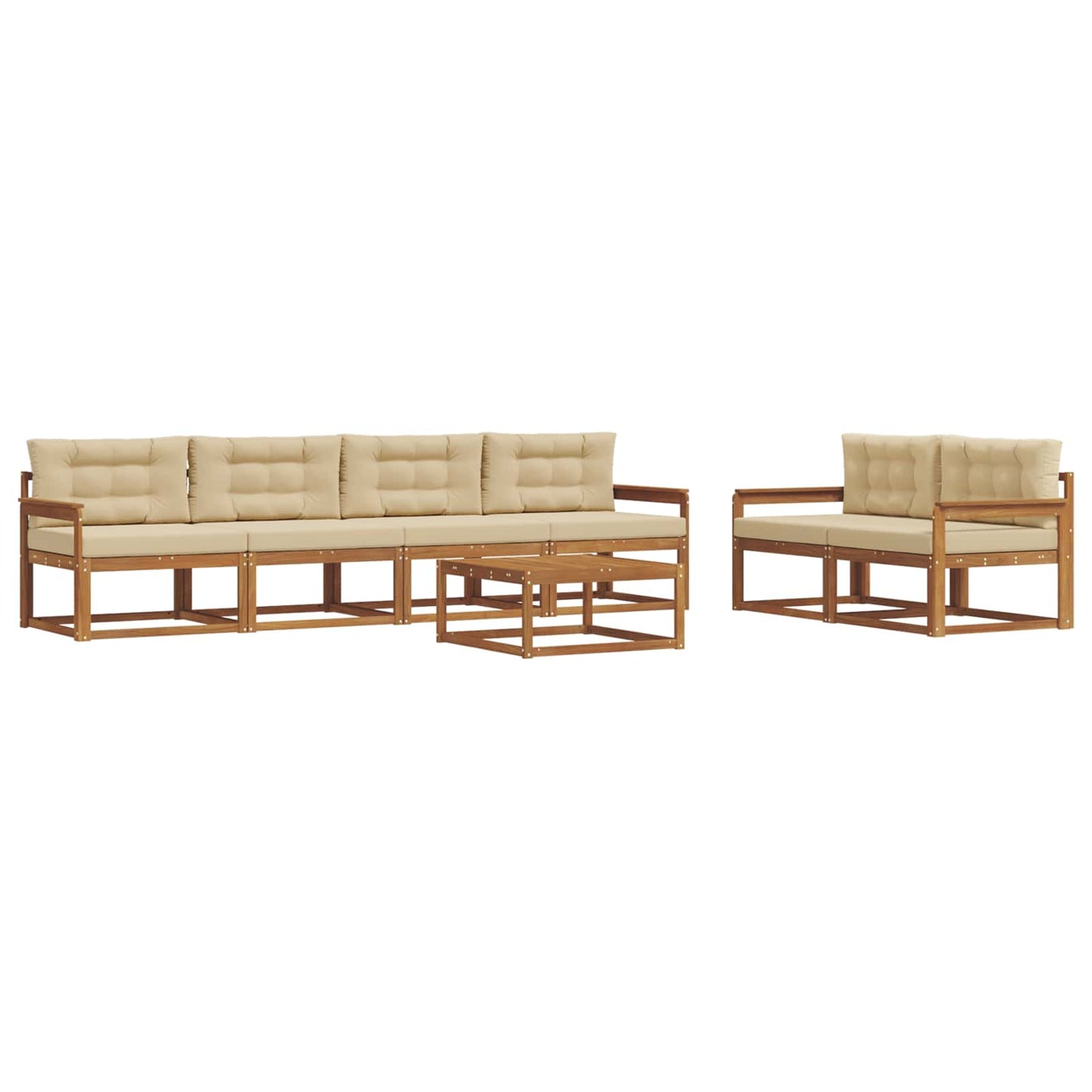 Set di divani da esterno con cuscino 7 pcs Naturale e Beige