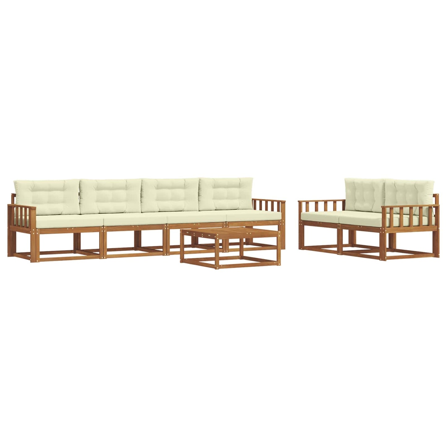 Set di divani da esterno con cuscino 7 pcs Naturale e Crema
