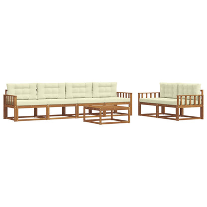 Set di divani da esterno con cuscino 7 pcs Naturale e Crema
