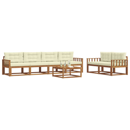 Set di divani da esterno con cuscino 7 pcs Naturale e Crema