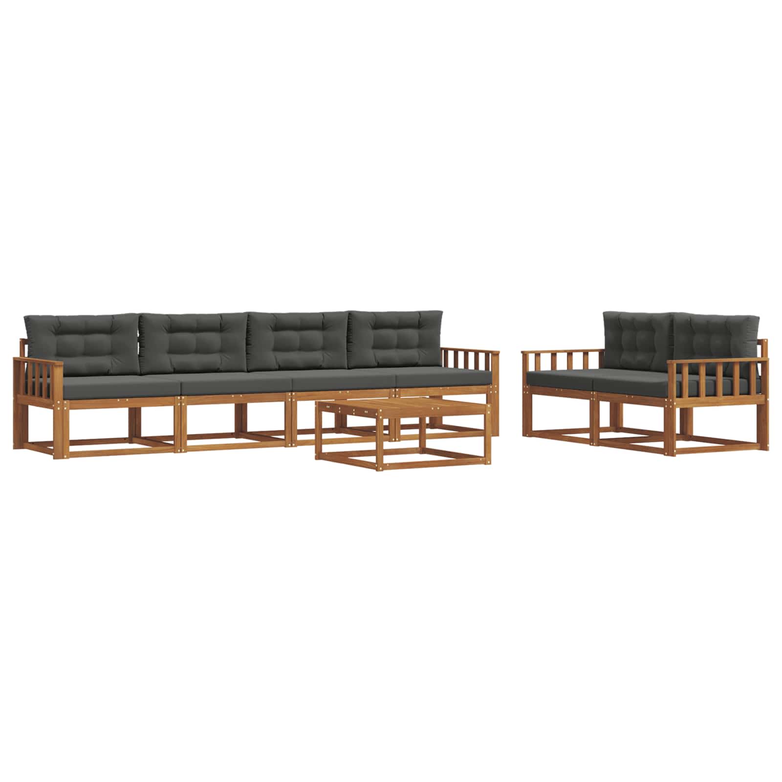 Set di divani da esterno con cuscino 7 pcs Naturale e Antracite | homemem39