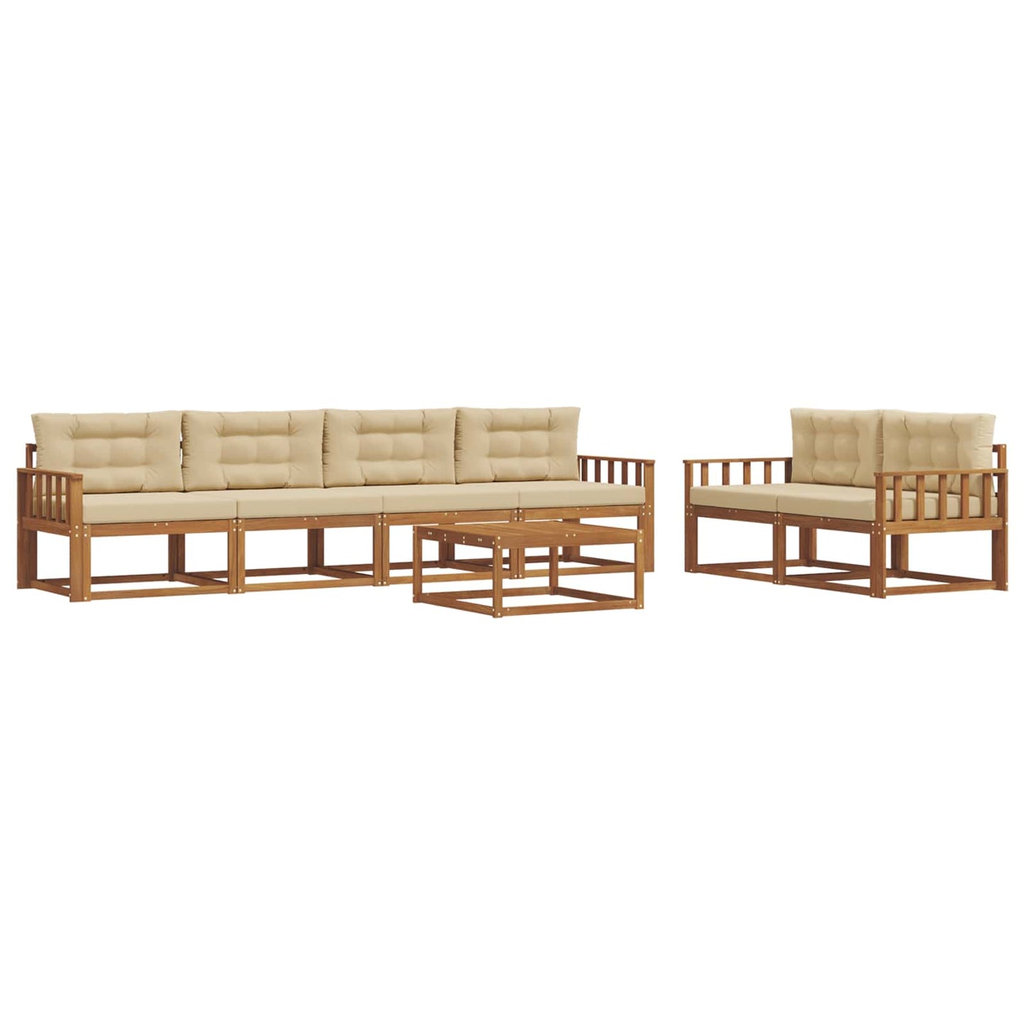 Set di divani da esterno con cuscino 7 pcs Naturale e Beige | homemem39