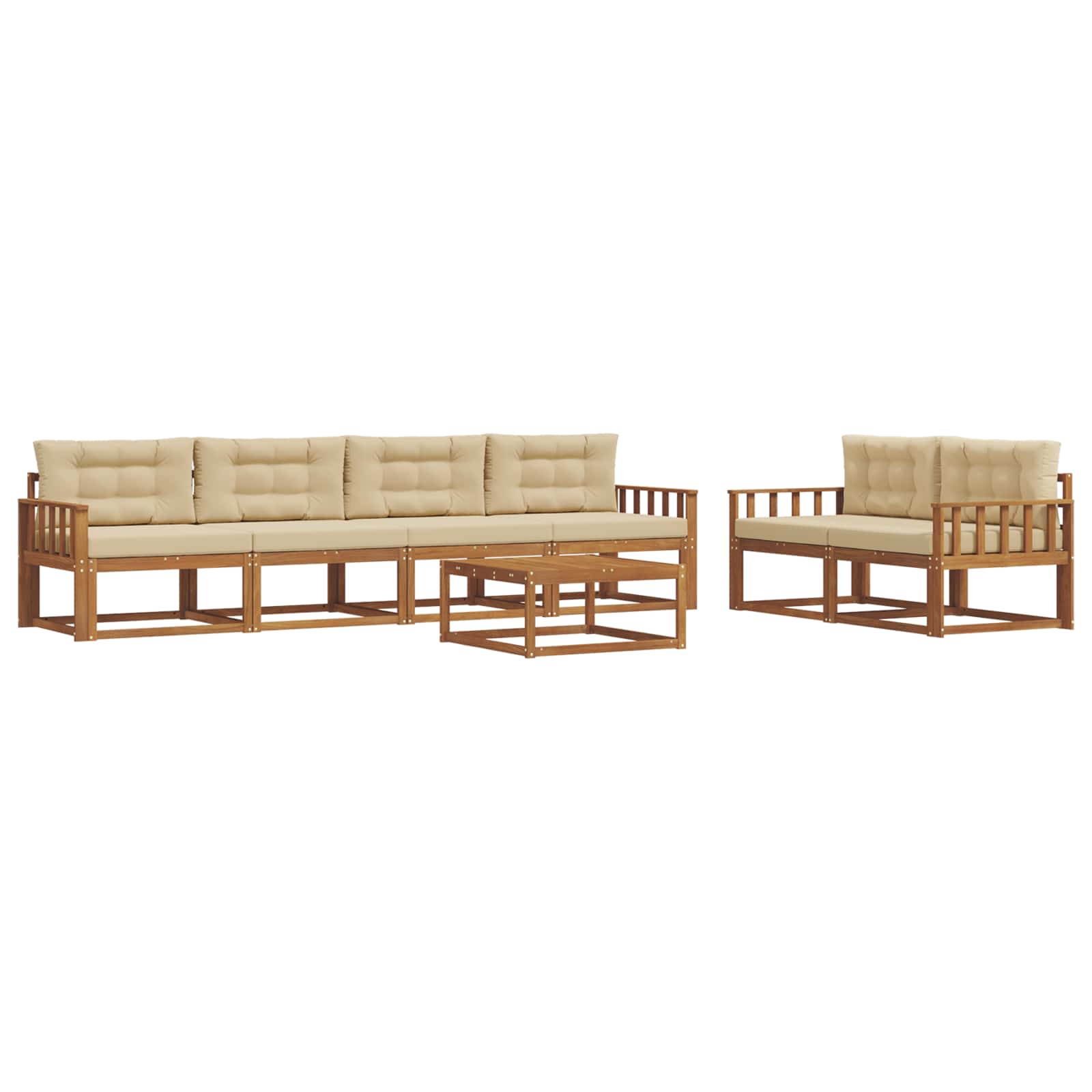 Set di divani da esterno con cuscino 7 pcs Naturale e Beige | homemem39