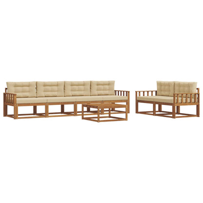 Set di divani da esterno con cuscino 7 pcs Naturale e Beige | homemem39