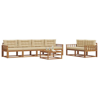 Set di divani da esterno con cuscino 7 pcs Naturale e Beige | homemem39