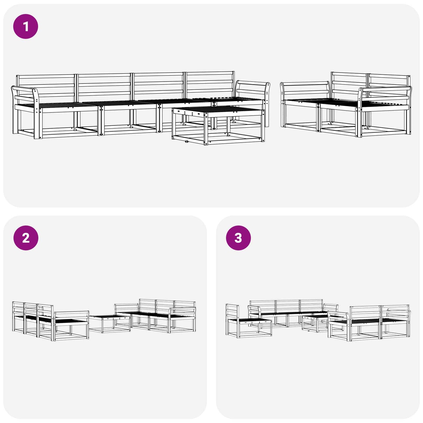 Set di divani da esterno 7 pcs Naturale | homemem39