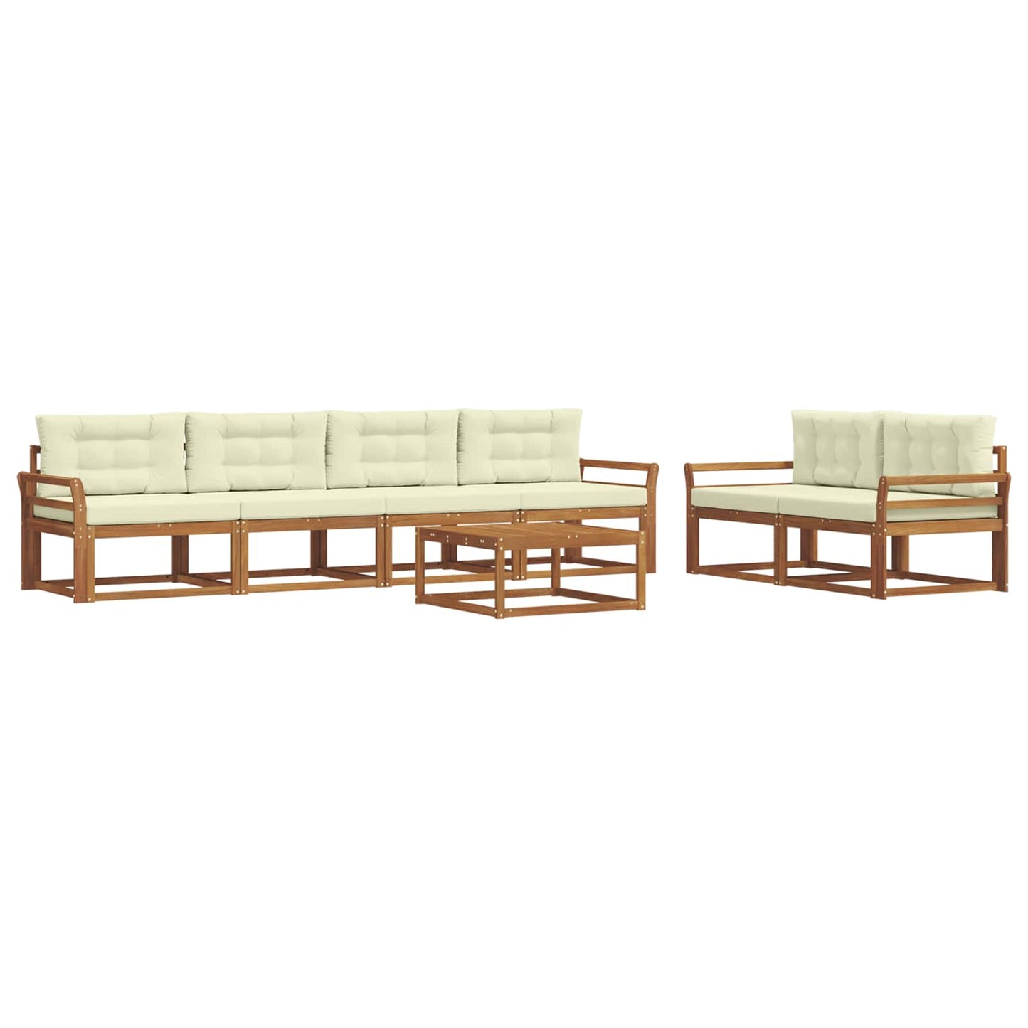 Set di divani da esterno con cuscino 7 pcs Naturale e Crema | homemem39
