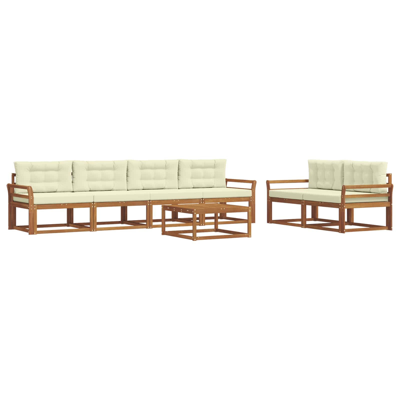 Set di divani da esterno con cuscino 7 pcs Naturale e Crema | homemem39