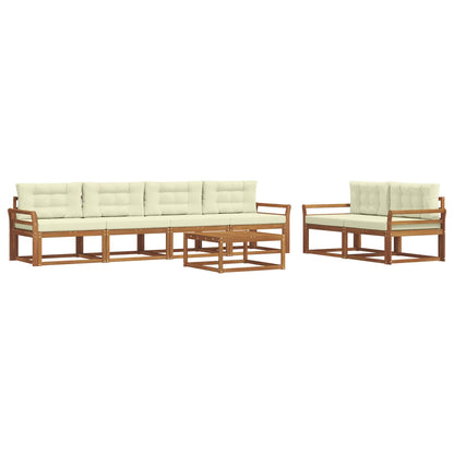 Set di divani da esterno con cuscino 7 pcs Naturale e Crema