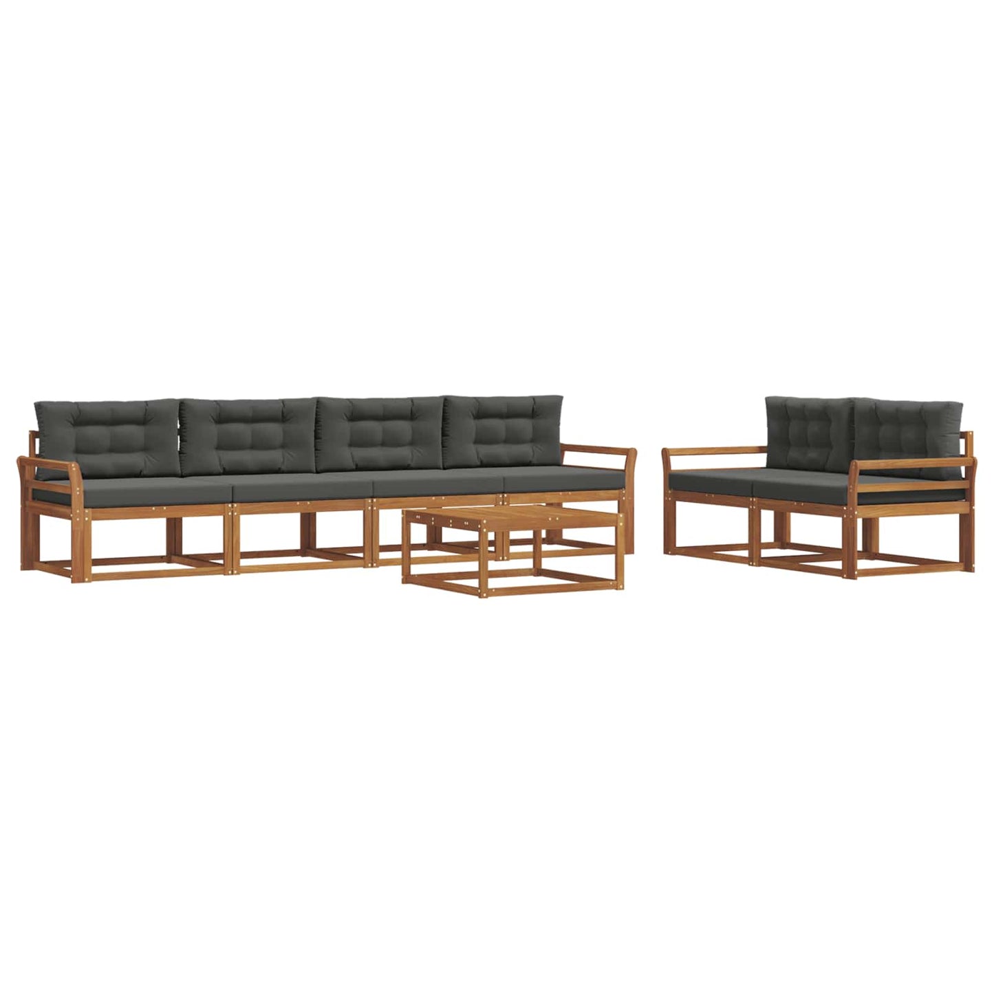 Set di divani da esterno con cuscino 7 pcs Naturale e Antracite | homemem39