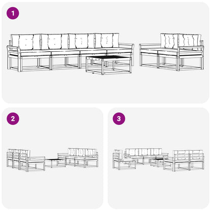 Set di divani da esterno con cuscino 7 pcs Naturale e Antracite | homemem39