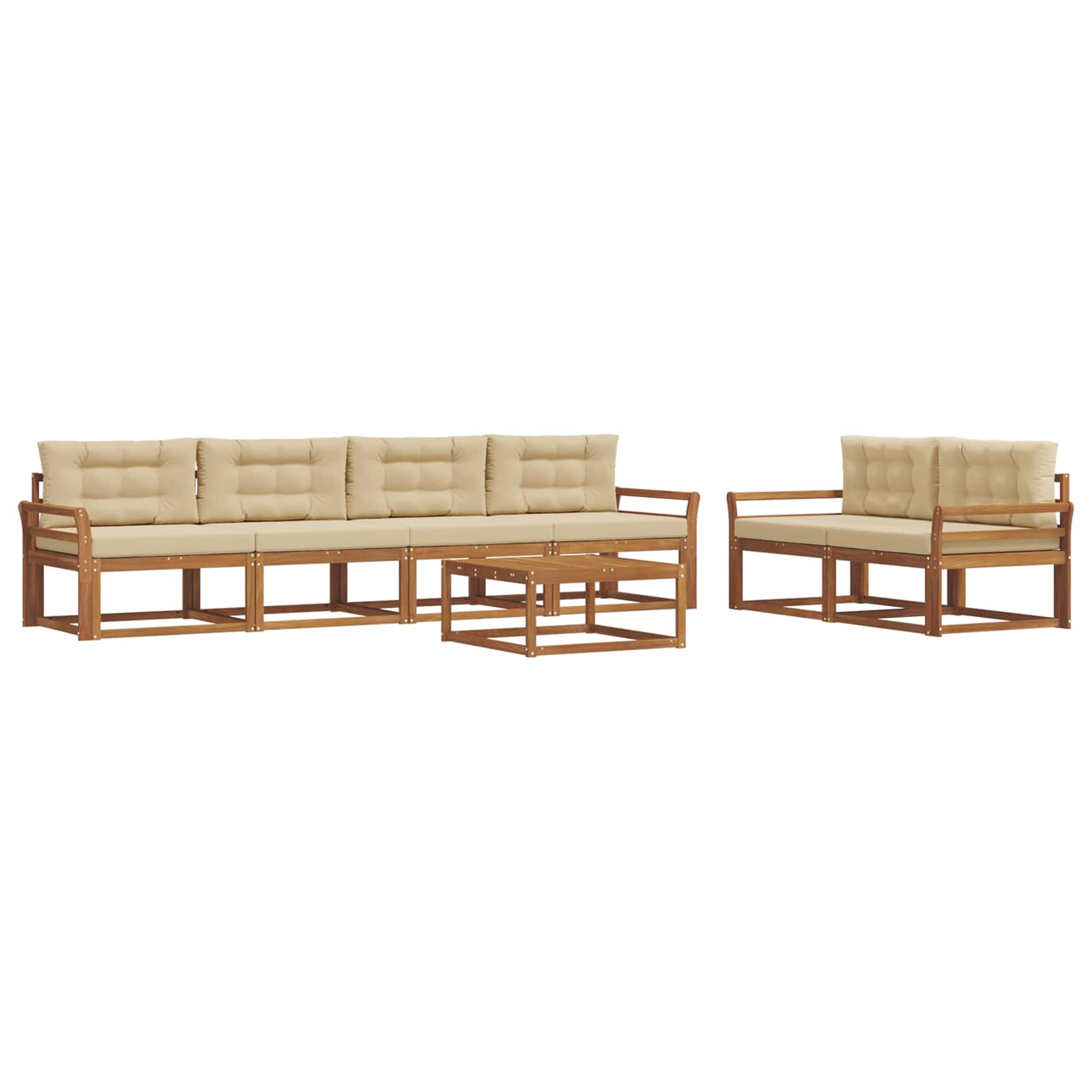 Set di divani da esterno con cuscino 7 pcs Naturale e Beige | homemem39