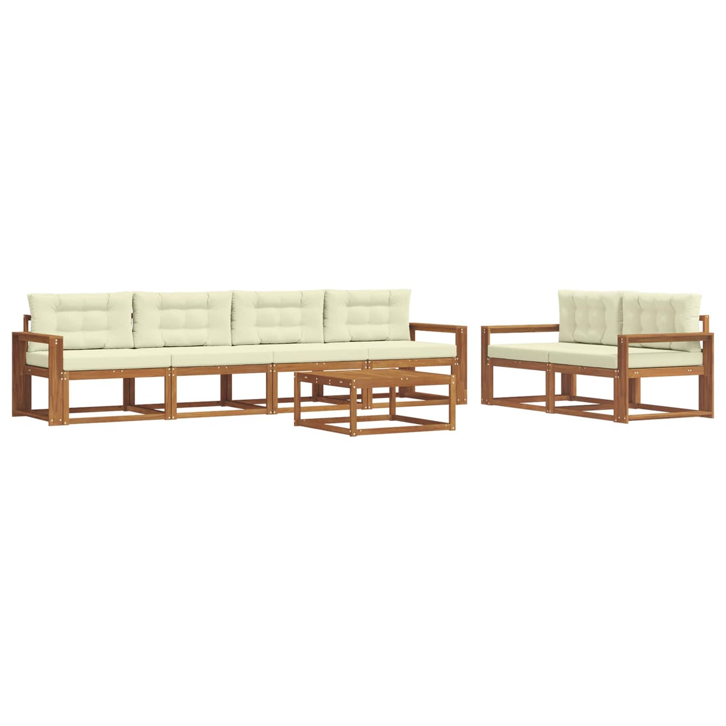 Set di divani da esterno con cuscino 7 pcs Naturale e Crema | homemem39