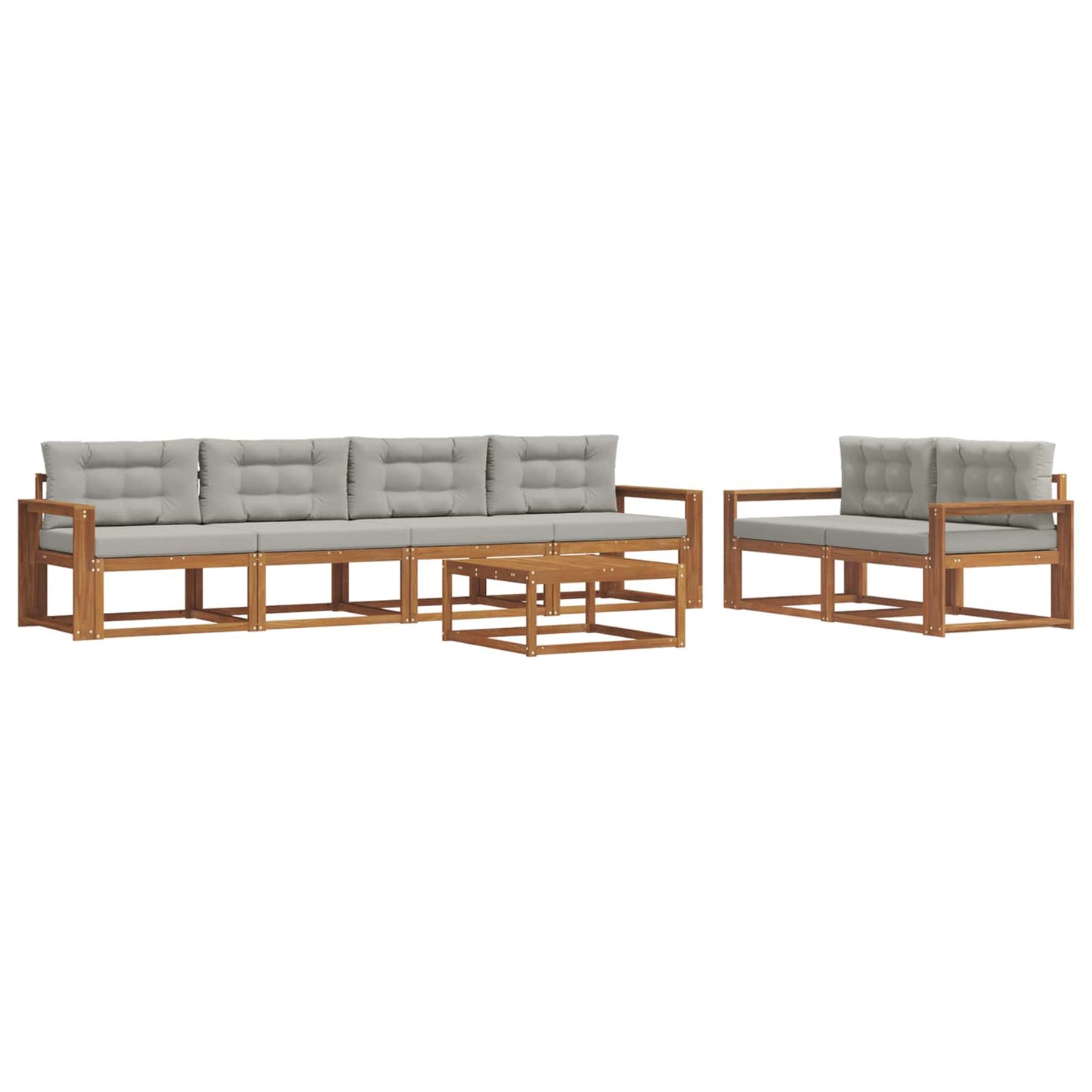 Set di divani da esterno 7 pcs Grigio Naturale e Chiaro