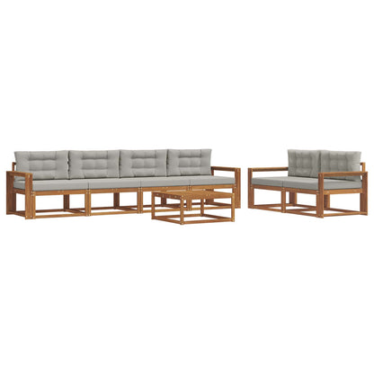 Set di divani da esterno 7 pcs Grigio Naturale e Chiaro