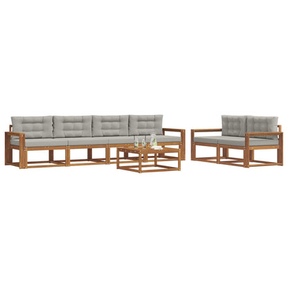 Set di divani da esterno 7 pcs Grigio Naturale e Chiaro | homemem39