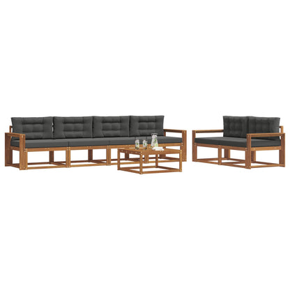 Set di divani da esterno con cuscino 7 pcs Naturale e Antracite