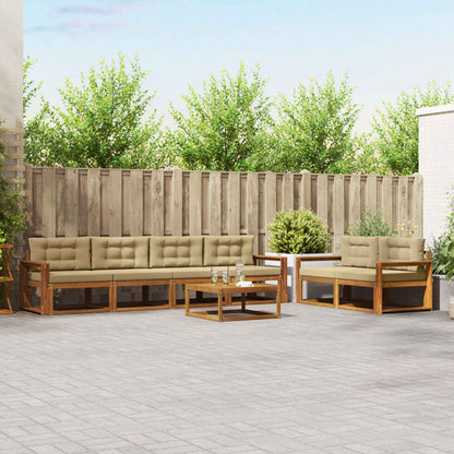 Set di divani da esterno con cuscino 7 pcs Naturale e Beige