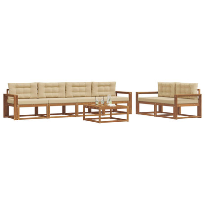 Set di divani da esterno con cuscino 7 pcs Naturale e Beige