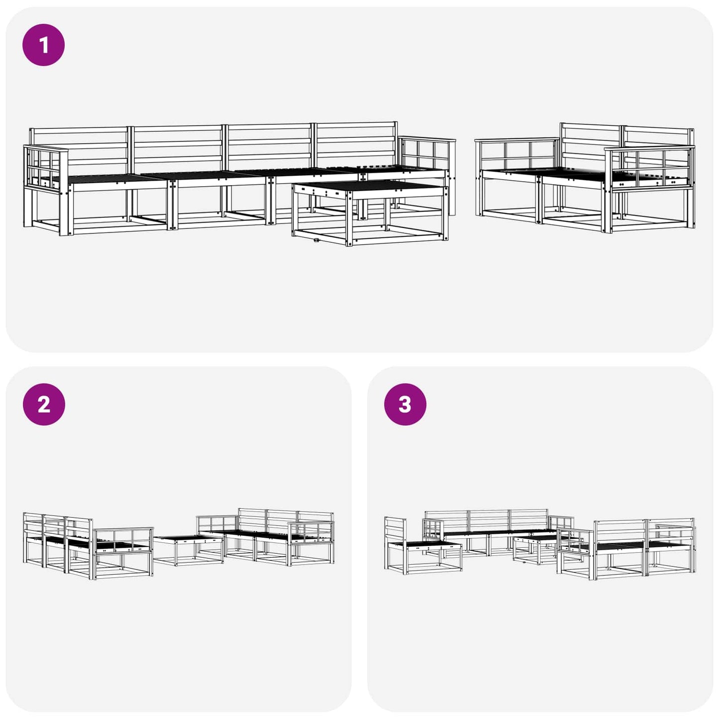 Set di divani da esterno 7 pcs Naturale | homemem39