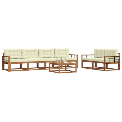 Set di divani da esterno con cuscino 7 pcs Naturale e Crema | homemem39