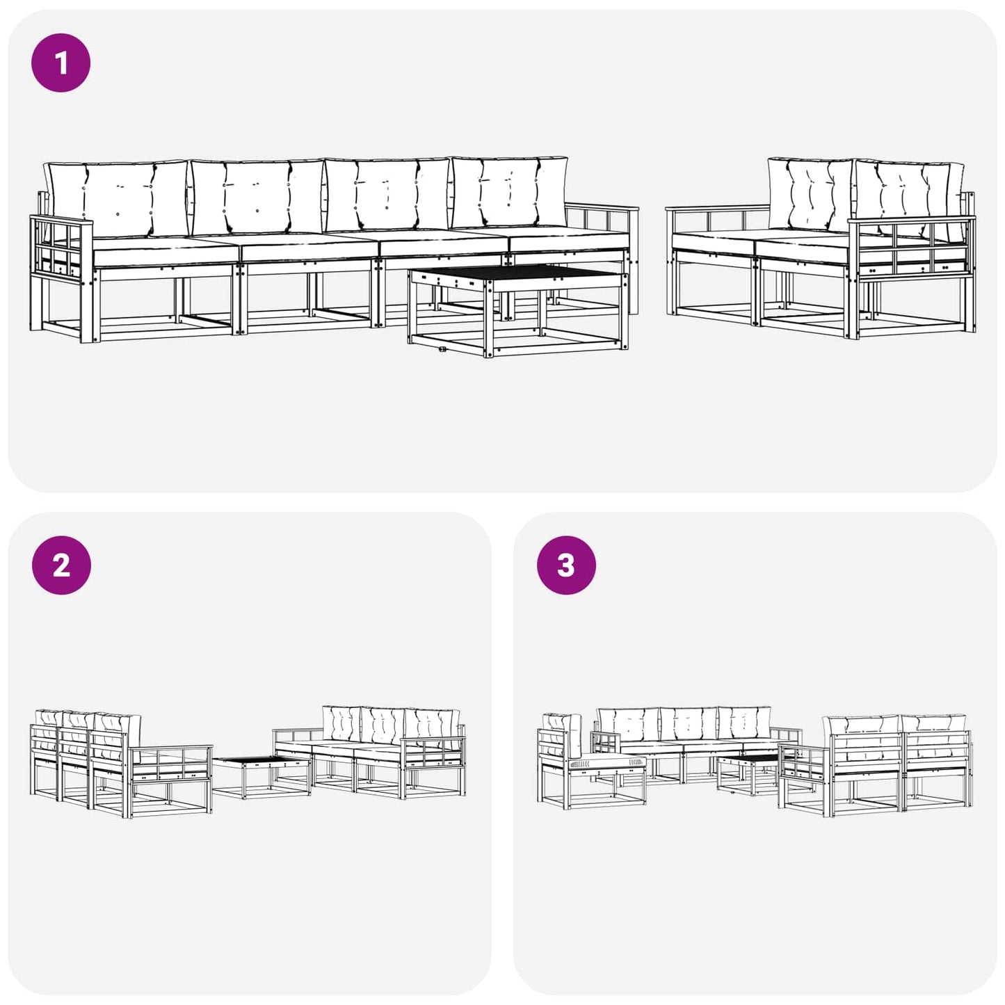 Set di divani da esterno 7 pcs Grigio Naturale e Chiaro | homemem39
