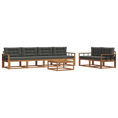 Set di divani da esterno con cuscino 7 pcs Naturale e Antracite | homemem39