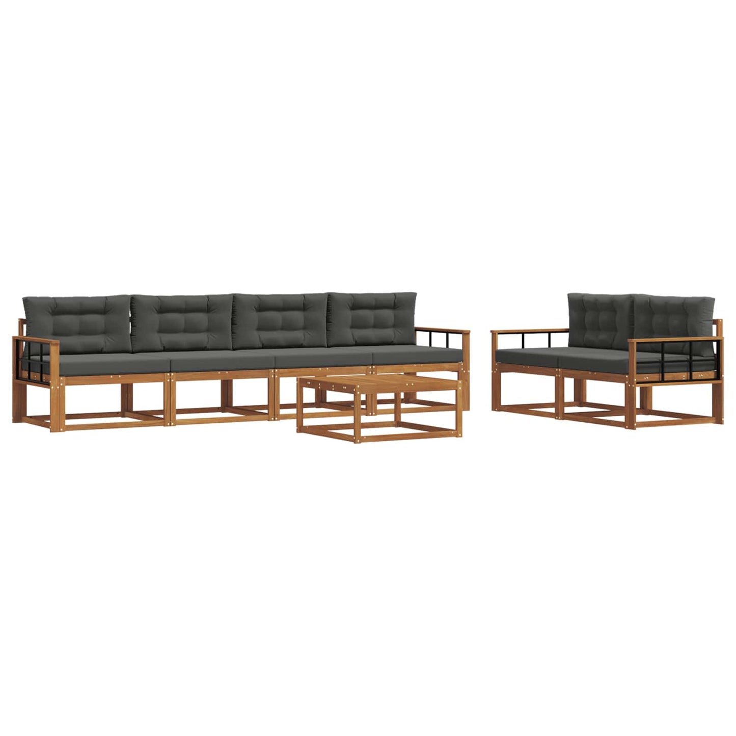 Set di divani da esterno con cuscino 7 pcs Naturale e Antracite